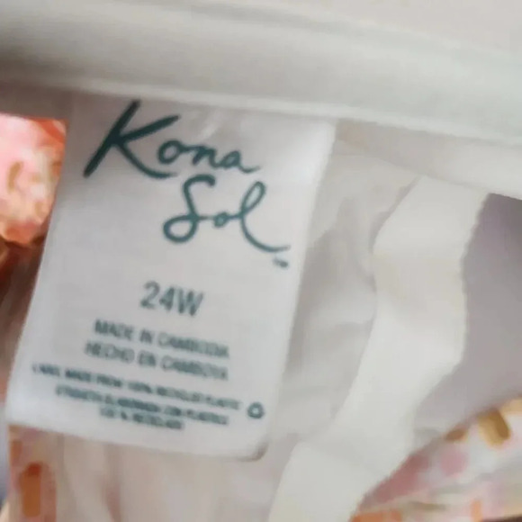 KONA SOL Women's Swim Suit‎ Adjustable Strap Orange Pink Flowers SZ 24W Modest - Picture 5 of 14